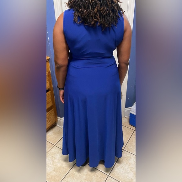 Find Me Plus Romper Dress Royal Blue Short Sleeve V Neck Elegant Size 1X - Picture 4 of 12